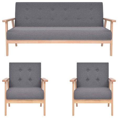 3-Piece Sofa Set Dark Gray Fabric by , Sofas - Ref: Foro24-279145, Price: 638,86 €, Discount: %