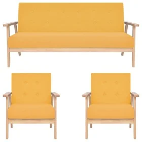 3-Piece Yellow Fabric Sofa Set by , Sofas - Ref: Foro24-279147, Price: 502,74 €, Discount: %