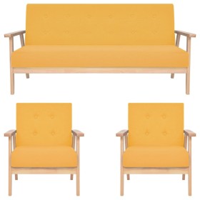 3-teilige Sofagarnitur aus gelbem Stoff von , Sofas - Ref: Foro24-279147, Preis: 510,12 €, Rabatt: %
