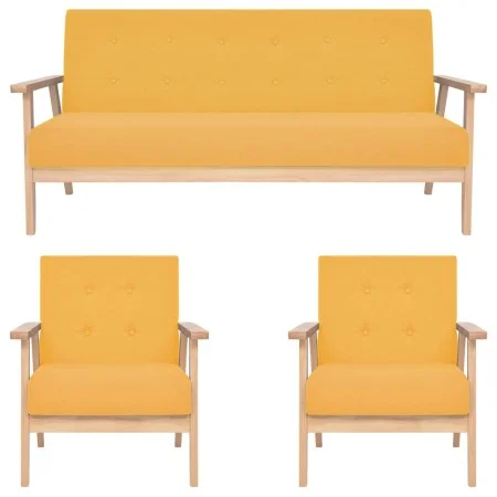 3-Piece Yellow Fabric Sofa Set by , Sofas - Ref: Foro24-279147, Price: 502,74 €, Discount: %