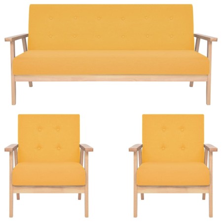 3-teilige Sofagarnitur aus gelbem Stoff von , Sofas - Ref: Foro24-279147, Preis: 510,12 €, Rabatt: %