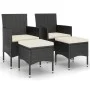 Juego de silla de jardín y taburete 4 piezas ratán PE negro de , Sillas de jardín - Ref: Foro24-310610, Precio: 193,21 €, Des...