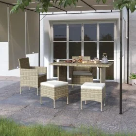 Garden chair and stool set 4 pieces beige PE rattan by , Garden chairs - Ref: Foro24-310612, Price: 198,67 €, Discount: %