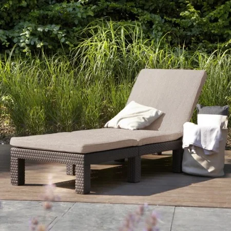 Keter Lounger with cushion Daytona brown by , Loungers - Ref: Foro24-441307, Price: 147,96 €, Discount: %