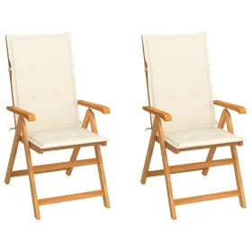 Garden chairs 2 units with cream cushions solid teak wood by , Garden chairs - Ref: Foro24-3062378, Price: 273,98 €, Discount: %