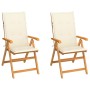 Sillas de jardín 2 uds con cojines crema madera maciza de teca de , Sillas de jardín - Ref: Foro24-3062378, Precio: 229,51 €