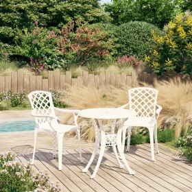 Bistro table and chairs 3 pieces white cast aluminum by , Garden sets - Ref: Foro24-3070582, Price: 397,61 €, Discount: %