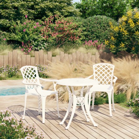 Bistro table and chairs 3 pieces white cast aluminum by , Garden sets - Ref: Foro24-3070582, Price: 430,02 €, Discount: %