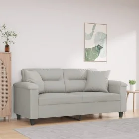 2-seater sofa with light gray microfiber fabric cushions 140 cm by , Sofas - Ref: Foro24-3200972, Price: 215,13 €, Discount: %