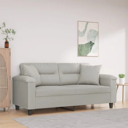 2-seater sofa with light gray microfiber fabric cushions 140 cm by , Sofas - Ref: Foro24-3200972, Price: 215,13 €, Discount: %
