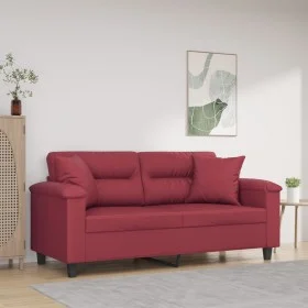 2-Sitzer-Sofa mit roten Kunstlederkissen 140 cm von , Sofas - Ref: Foro24-3200991, Preis: 257,75 €, Rabatt: %