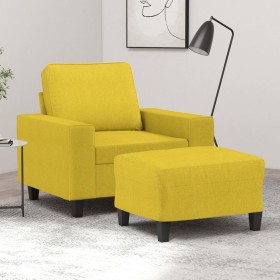 Armchair with stool light yellow fabric 60 cm by , Sofas - Ref: Foro24-3201148, Price: 217,96 €, Discount: %