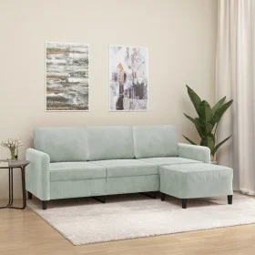 3-seater sofa with light gray velvet stool 180 cm by , Sofas - Ref: Foro24-3201174, Price: 307,27 €, Discount: %