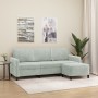 3-Sitzer-Sofa mit hellgrauem Samthocker 180 cm von , Sofas - Ref: Foro24-3201174, Preis: 287,46 €, Rabatt: %