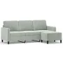 3-seater sofa with light gray velvet stool 180 cm by , Sofas - Ref: Foro24-3201174, Price: 307,27 €, Discount: %