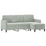 3-Sitzer-Sofa mit hellgrauem Samthocker 180 cm von , Sofas - Ref: Foro24-3201174, Preis: 287,46 €, Rabatt: %