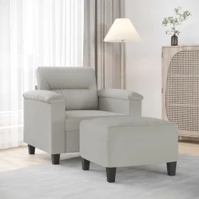 Armchair with stool light gray microfiber fabric 60 cm by , Sofas - Ref: Foro24-3201226, Price: 240,23 €, Discount: %