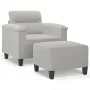 Sessel mit Hocker aus hellgrauem Mikrofaserstoff 60 cm von , Sofas - Ref: Foro24-3201226, Preis: 240,23 €, Rabatt: %