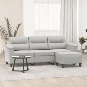 3-seater sofa and stool light gray microfiber fabric 180 cm by , Sofas - Ref: Foro24-3201232, Price: 371,07 €, Discount: %