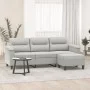 3-seater sofa and stool light gray microfiber fabric 180 cm by , Sofas - Ref: Foro24-3201232, Price: 371,07 €, Discount: %