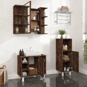 3-piece bathroom furniture set smoked oak plywood by , Bathroom furniture - Ref: Foro24-3187609, Price: 161,05 €, Discount: %