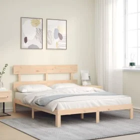 Bettgestell mit Massivholzkopfteil 160x200 cm von , Betten und Lattenroste - Ref: Foro24-3193541, Preis: 125,68 €, Rabatt: %