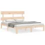 Bed frame with solid wood headboard 160x200 cm by , Beds and slatted bases - Ref: Foro24-3193541, Price: 125,68 €, Discount: %