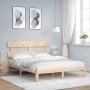 Bed frame with solid wood headboard 160x200 cm by , Beds and slatted bases - Ref: Foro24-3193541, Price: 127,27 €, Discount: %