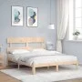 Bed frame with solid wood headboard 160x200 cm by , Beds and slatted bases - Ref: Foro24-3193541, Price: 125,68 €, Discount: %