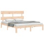 Bed frame with solid wood headboard 160x200 cm by , Beds and slatted bases - Ref: Foro24-3193541, Price: 127,27 €, Discount: %