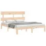 Bed frame with solid wood headboard 160x200 cm by , Beds and slatted bases - Ref: Foro24-3193541, Price: 125,68 €, Discount: %
