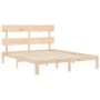 Bed frame with solid wood headboard 160x200 cm by , Beds and slatted bases - Ref: Foro24-3193541, Price: 127,27 €, Discount: %