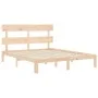 Bed frame with solid wood headboard 160x200 cm by , Beds and slatted bases - Ref: Foro24-3193541, Price: 125,68 €, Discount: %