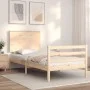 Bed frame with solid wood headboard 100x200 cm by , Beds and slatted bases - Ref: Foro24-3195211, Price: 114,54 €, Discount: %