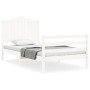 Weißer Massivholzbettrahmen mit Kopfteil 100x200 cm von , Betten und Lattenroste - Ref: Foro24-3194172, Preis: 141,67 €, Raba...