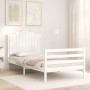 Weißer Massivholzbettrahmen mit Kopfteil 100x200 cm von , Betten und Lattenroste - Ref: Foro24-3194172, Preis: 141,67 €, Raba...