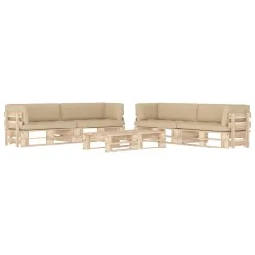 6-piece pallet furniture and impregnated pine wood cushions by , Garden sets - Ref: Foro24-3067036, Price: 648,31 €, Discount: %