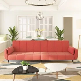 2-seater sofa bed with two pink velvet cushions by , Sofas - Ref: Foro24-337586, Price: 308,55 €, Discount: %