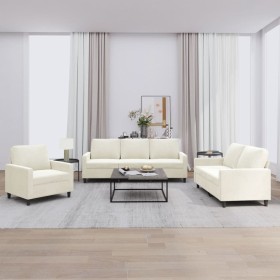 Juego de sofás con cojines 3 piezas terciopelo crema de , Sofás - Ref: Foro24-3201484, Precio: 743,44 €, Descuento: %
