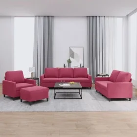 Sofa set with cushions 4 pieces red velvet by , Sofas - Ref: Foro24-3201490, Price: 600,33 €, Discount: %