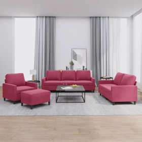 Sofagarnitur mit Kissen 4-teilig aus rotem Samt von , Sofas - Ref: Foro24-3201490, Preis: 610,41 €, Rabatt: %