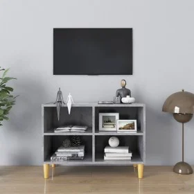 Mueble de TV patas de madera maciza gris hormigón 69,5x30x50 cm de , Muebles TV - Ref: Foro24-805927, Precio: 38,26 €, Descue...