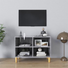 Mueble de TV patas de madera maciza gris hormigón 69,5x30x50 cm de , Muebles TV - Ref: Foro24-805927, Precio: 38,72 €, Descue...