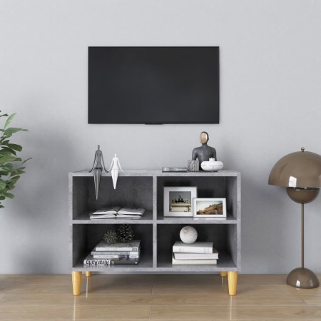 Mueble de TV patas de madera maciza gris hormigón 69,5x30x50 cm de , Muebles TV - Ref: Foro24-805927, Precio: 38,72 €, Descue...