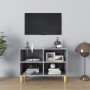 Mueble de TV patas de madera maciza gris hormigón 69,5x30x50 cm de , Muebles TV - Ref: Foro24-805927, Precio: 38,72 €, Descue...