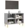 Mueble de TV patas de madera maciza gris hormigón 69,5x30x50 cm de , Muebles TV - Ref: Foro24-805927, Precio: 38,72 €, Descue...