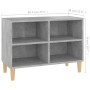Mueble de TV patas de madera maciza gris hormigón 69,5x30x50 cm de , Muebles TV - Ref: Foro24-805927, Precio: 38,72 €, Descue...