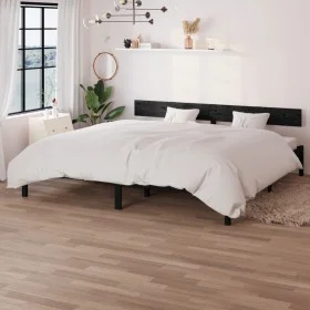 Black Super King solid wood bed frame 180x200 cm by , Beds and slatted bases - Ref: Foro24-810166, Price: 124,32 €, Discount: %