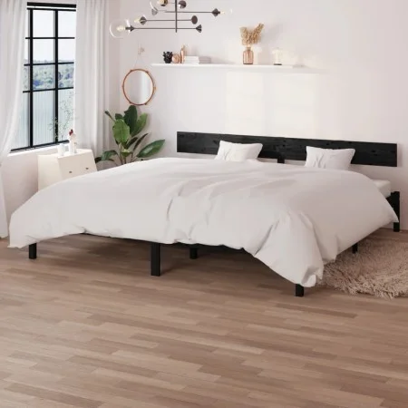 Estructura de cama madera maciza Super King negra 180x200 cm de , Camas y somieres - Ref: Foro24-810166, Precio: 124,32 €, De...