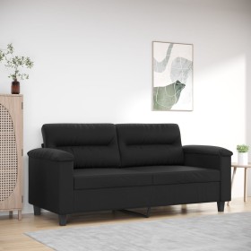 Sofá de 2 plazas de cuero sintético negro 140 cm